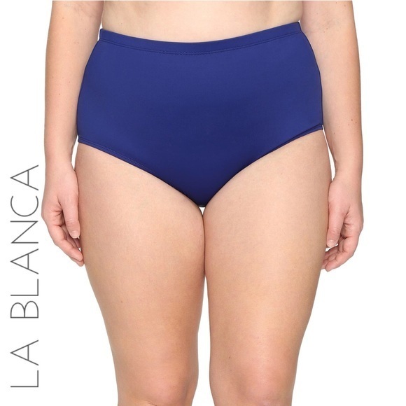 NWT La Blanca high rise bikini swim bottoms 16 1X plus size purple free shipping - Picture 1 of 6